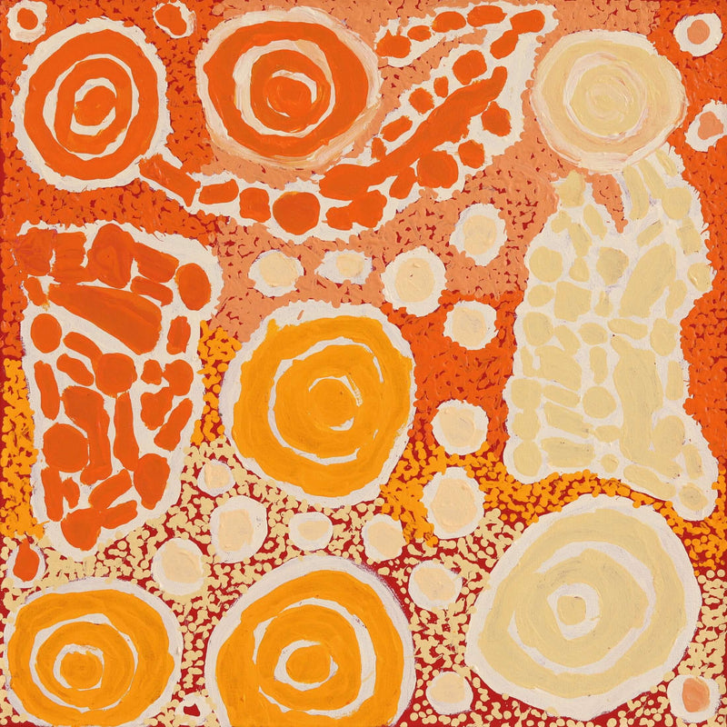 Aboriginal Artwork by Beryl Jimmy, Waru at Watarru, 60x60cm