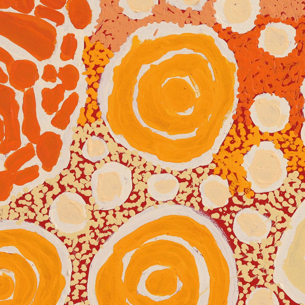 Aboriginal Artwork by Beryl Jimmy, Waru at Watarru, 60x60cm