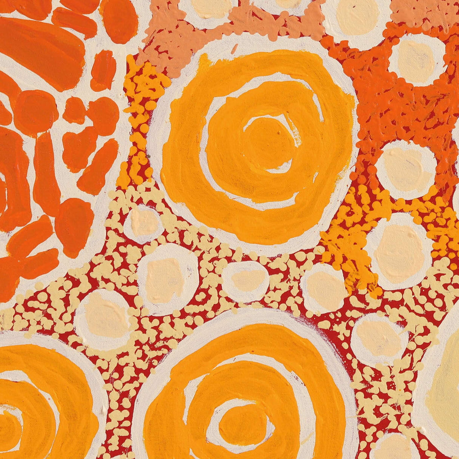 Aboriginal Artwork by Beryl Jimmy, Waru at Watarru, 60x60cm