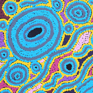 Aboriginal Artwork by Bess Napanangka Poulson, Ngapa Jukurrpa (Water Dreaming) - Puyurru, 30x30cm - ART ARK®