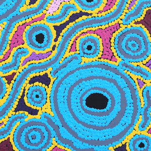 Aboriginal Artwork by Bess Napanangka Poulson, Ngapa Jukurrpa (Water Dreaming) - Puyurru, 30x30cm - ART ARK®