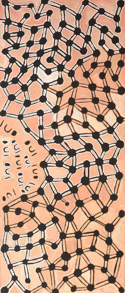 Aboriginal Artwork by Bess Napanangka Poulson, Ngapa Jukurrpa (Water Dreaming) - Puyurru, 182x76cm