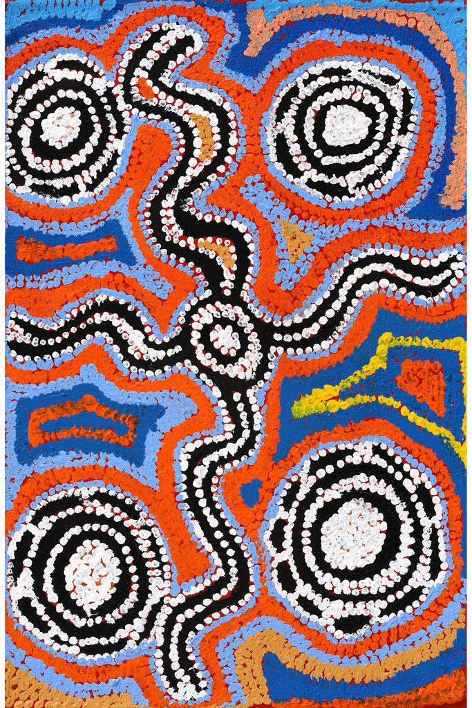 Aboriginal Artwork by Bessie Nakamarra Sims, Pamapardu Jukurrpa (Flying Ant Dreaming) - Warntungurru, 46x30cm
