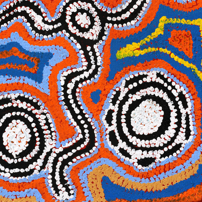 Aboriginal Artwork by Bessie Nakamarra Sims, Pamapardu Jukurrpa (Flying Ant Dreaming) - Warntungurru, 46x30cm