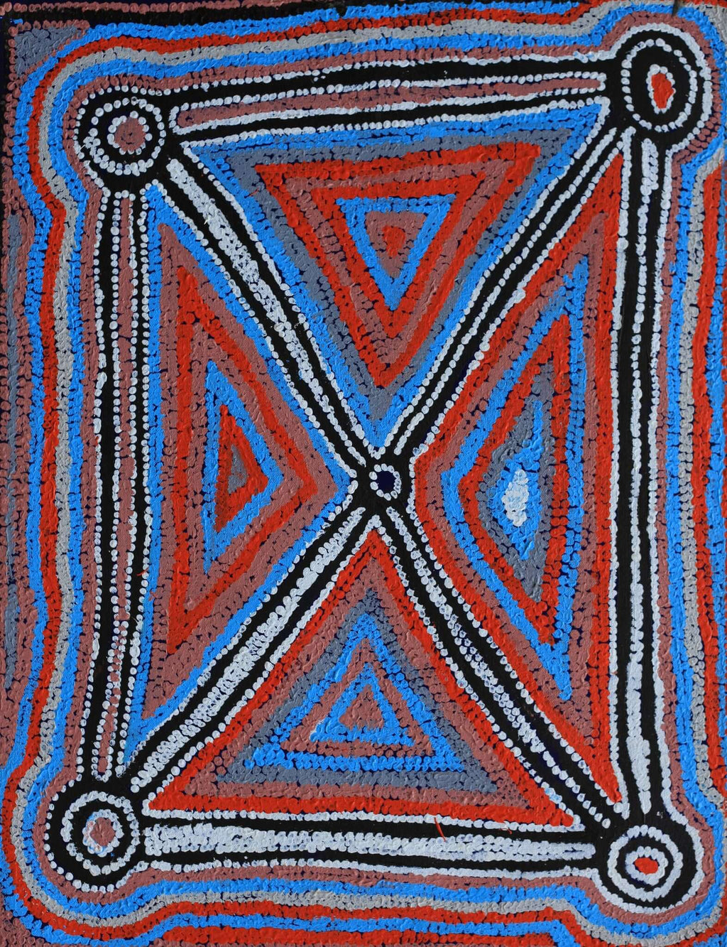 Aboriginal Artwork by Bessie Nakamarra Sims, Ngarlajiyi Jukurrpa (Bush Carrot Dreaming), 61x46cm