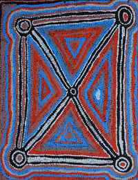 Aboriginal Artwork by Bessie Nakamarra Sims, Ngarlajiyi Jukurrpa (Bush Carrot Dreaming), 61x46cm