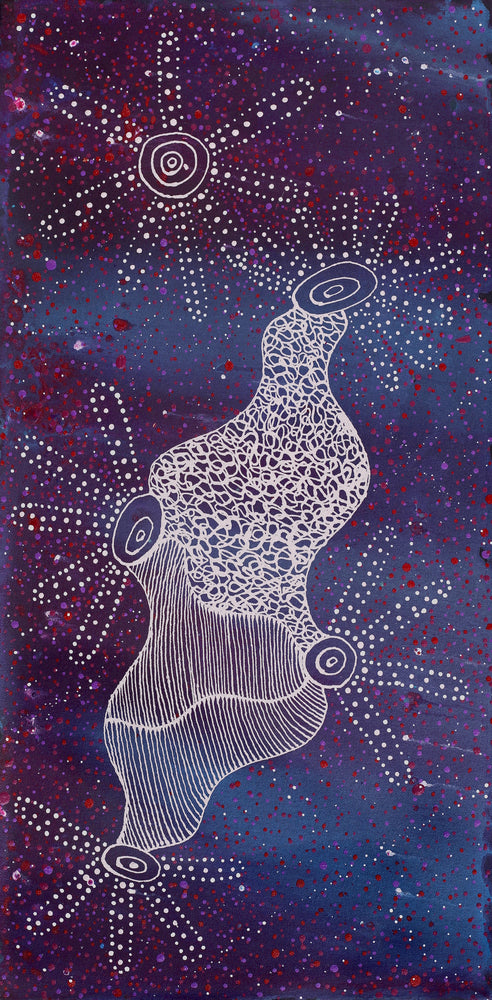 Aboriginal Artwork by Bethany Nakamarra Langdon, Mina Mina Jukurrpa (Mina Mina Dreaming), 61x30cm