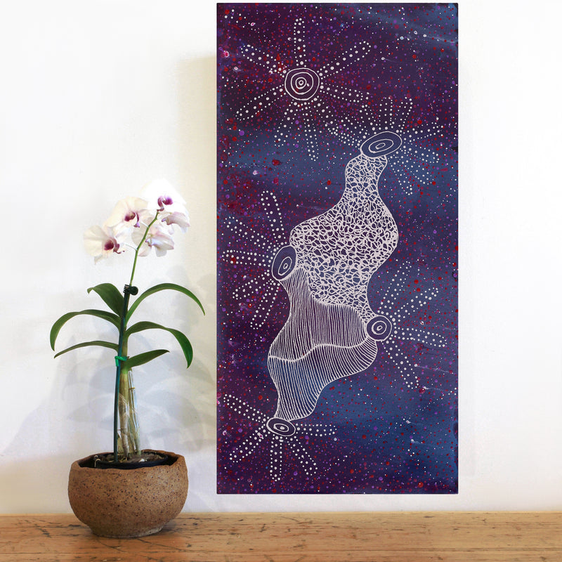 Aboriginal Artwork by Bethany Nakamarra Langdon, Mina Mina Jukurrpa (Mina Mina Dreaming), 61x30cm