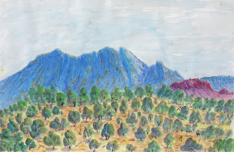 Aboriginal Artwork by Betty Naparula Namatjira Wheeler, Rutjipma (Mt Sonder), 54.5x35.5cm