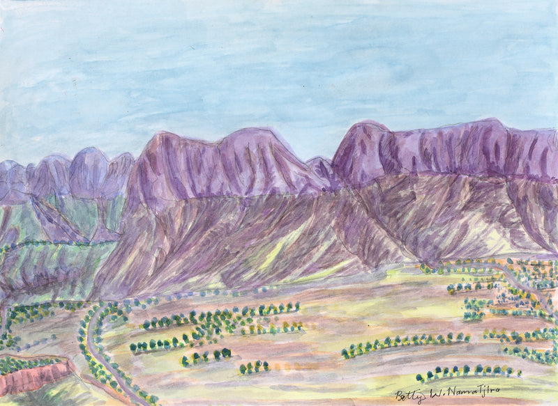 Aboriginal Artwork by Betty Naparula Namatjira Wheeler, Ltarkalibaka (Mt Giles), 35x25.5cm