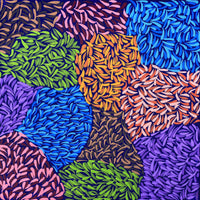 Aboriginal Artwork by Bianca Nampijinpa Turner, Simpson Desert Flowers, 30x30cm