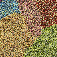 Aboriginal Artwork by Bianca Nampijinpa Turner, Simpson Desert Flowers, 91x76cm
