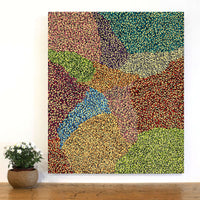 Aboriginal Artwork by Bianca Nampijinpa Turner, Simpson Desert Flowers, 91x76cm