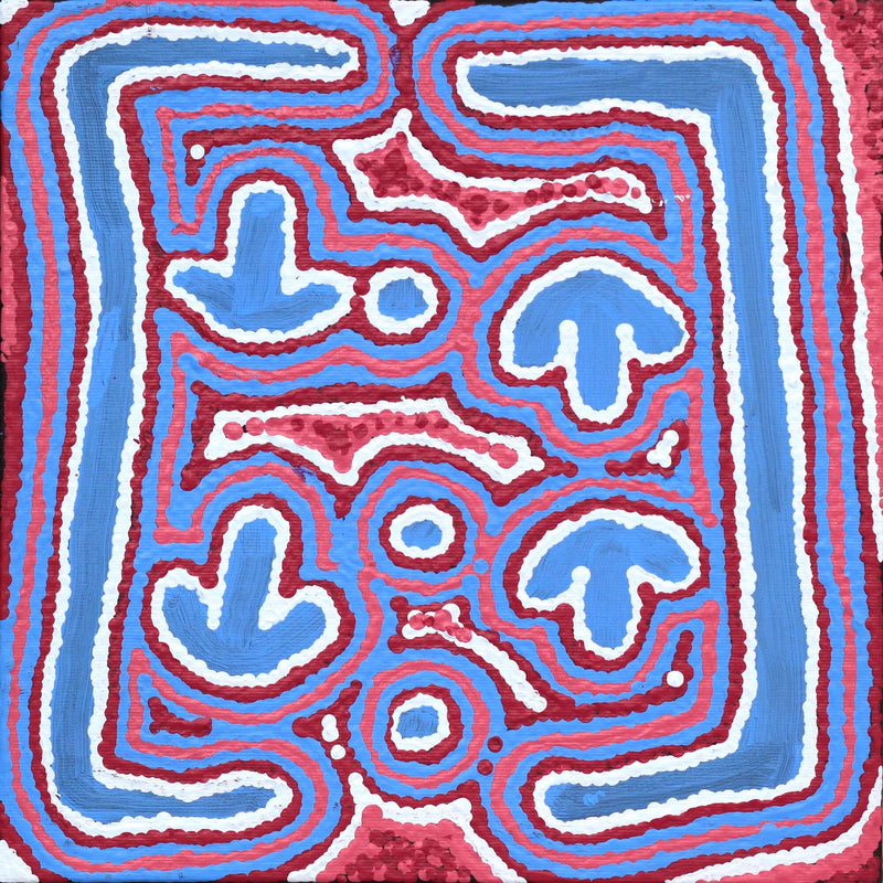 Aboriginal Artwork by Biddy Nungarrayi Jurrah, Yankirri Jukurrpa (Emu Dreaming) - Ngarlikurlangu, 30x30cm