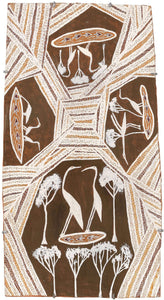 Aboriginal Artwork by Binygurr Wirrpanda Ivan, Dhuruputjpi, 72x38cm Bark - ART ARK®