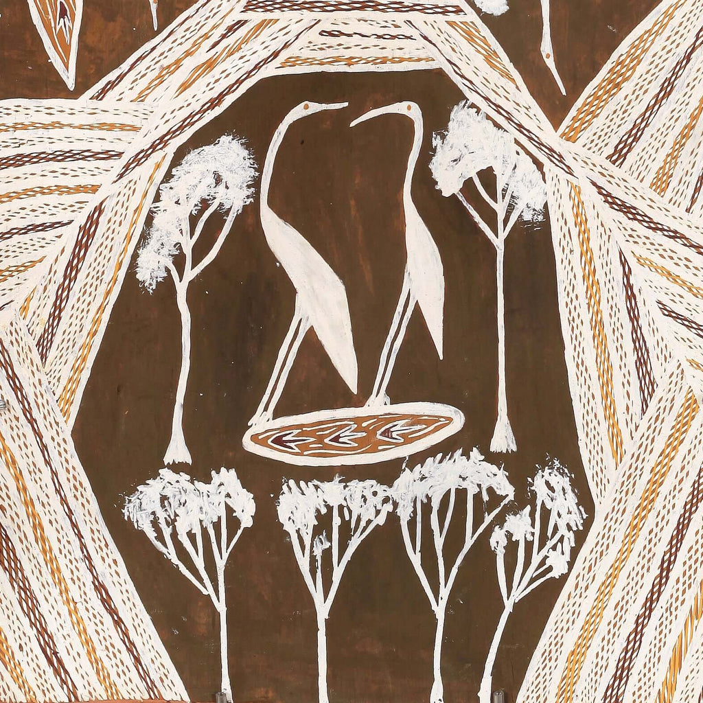 Aboriginal Art by Binygurr Wirrpanda Ivan, Dhuruputjpi, 72x38cm Bark - ART ARK®