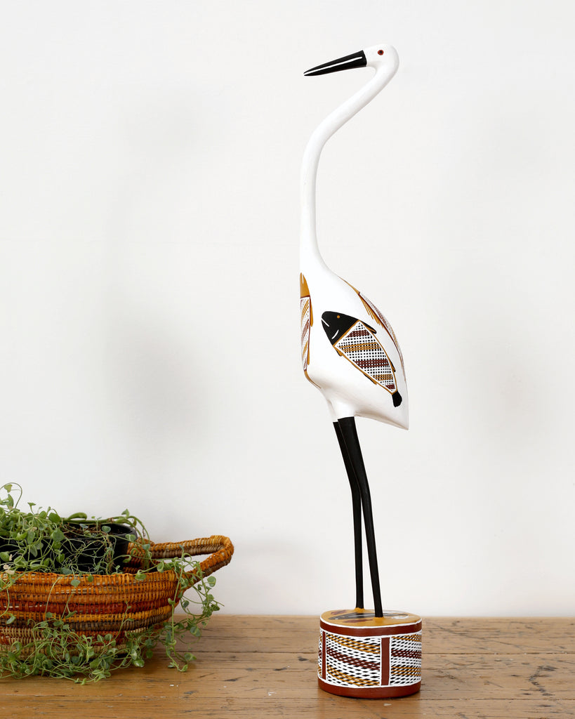 Aboriginal Art by Bob Ali, Gomarla (Egret bird) Sculpture, 69cm - ART ARK®