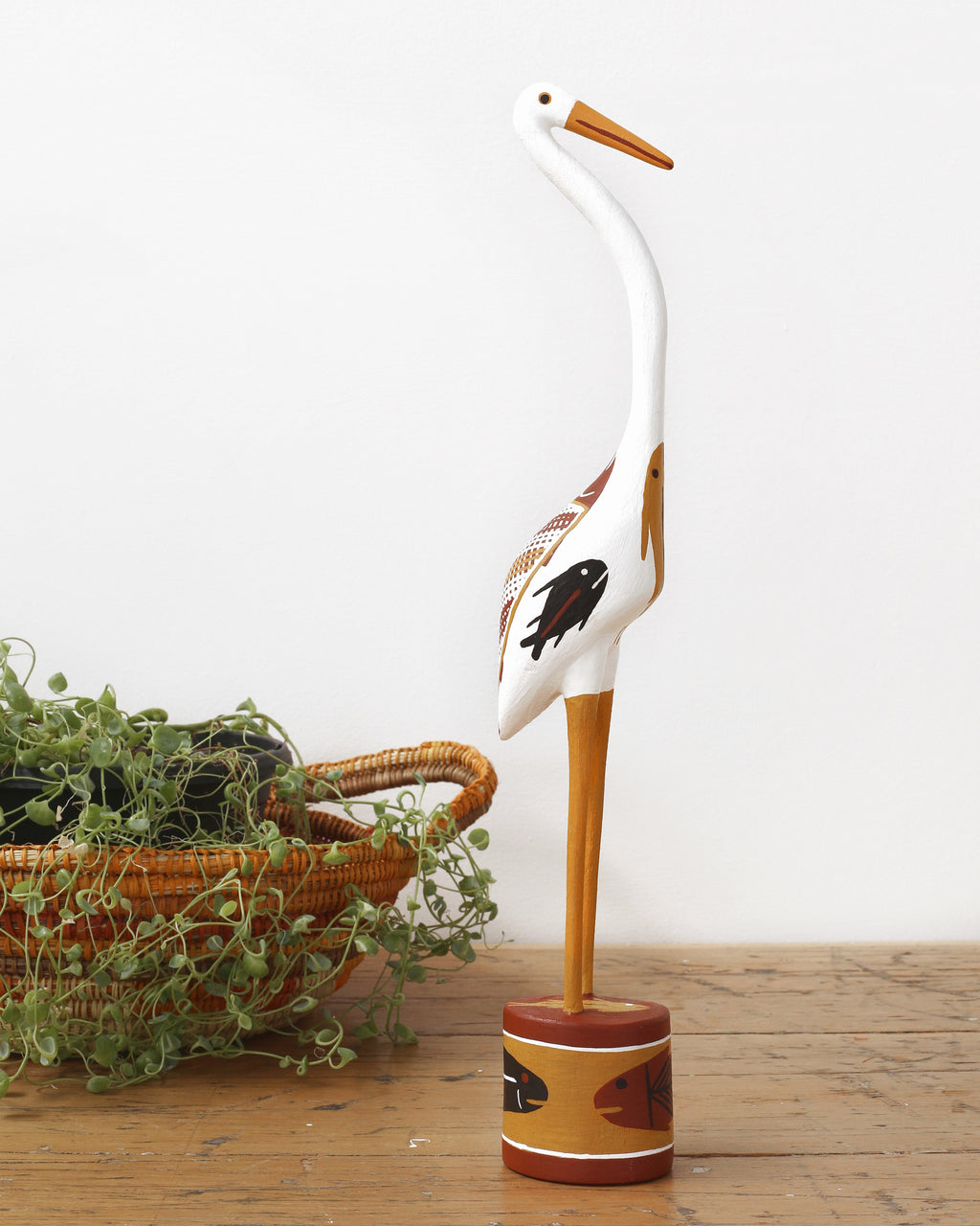 Aboriginal Artwork by Bob Ali, Gomarla (Egret bird) Sculpture, 44cm