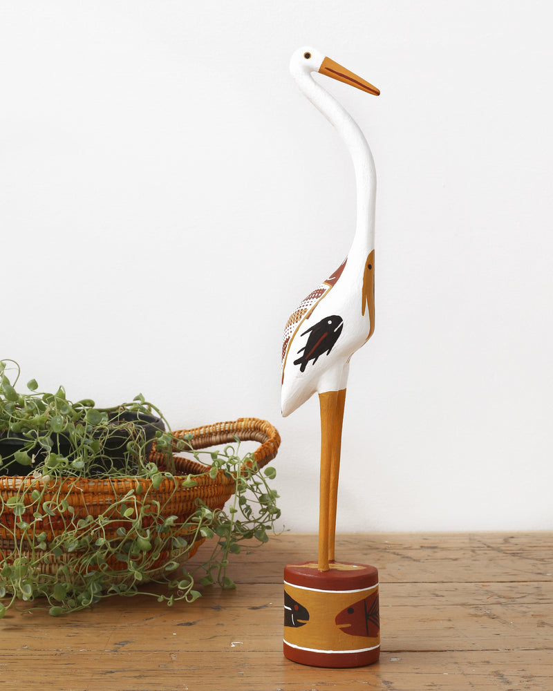 Aboriginal Artwork by Bob Ali, Gomarla (Egret bird) Sculpture, 44cm