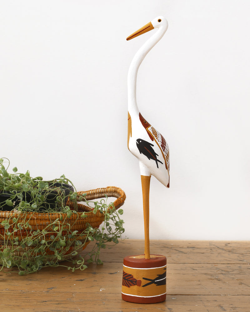 Aboriginal Artwork by Bob Ali, Gomarla (Egret bird) Sculpture, 44cm