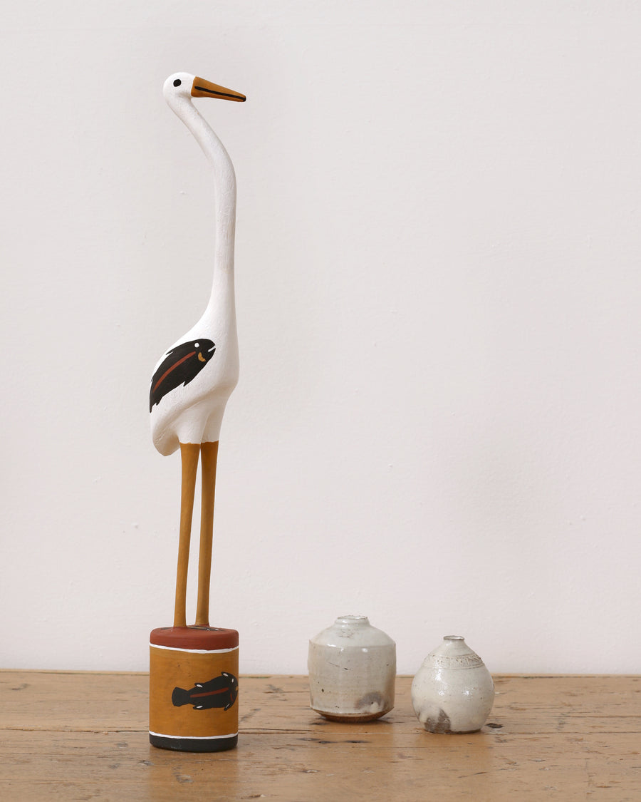 Aboriginal Artwork by Bob Ali, Gomarla (Egret bird) Sculpture, 39cm