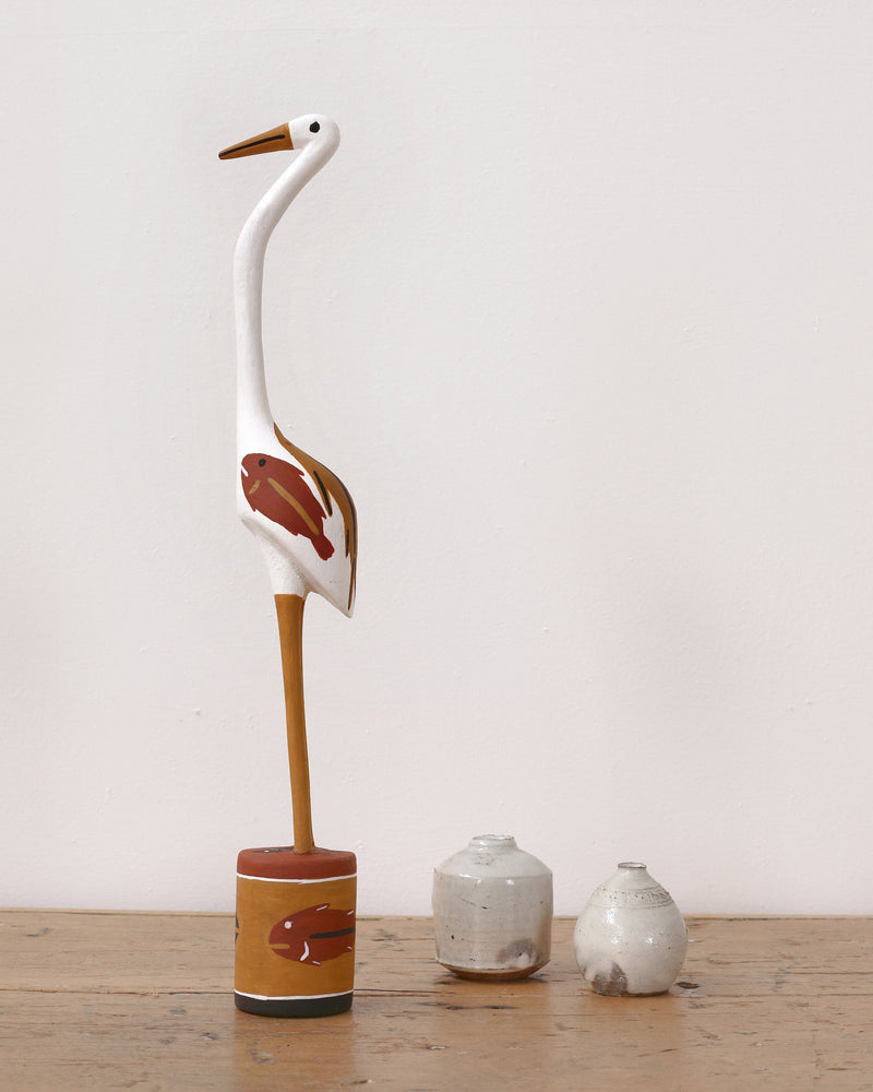 Aboriginal Artwork by Bob Ali, Gomarla (Egret bird) Sculpture, 39cm