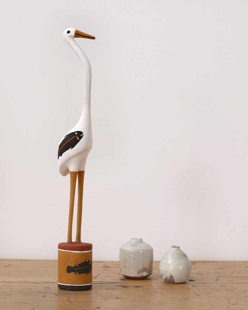 Aboriginal Artwork by Bob Ali, Gomarla (Egret bird) Sculpture, 39cm