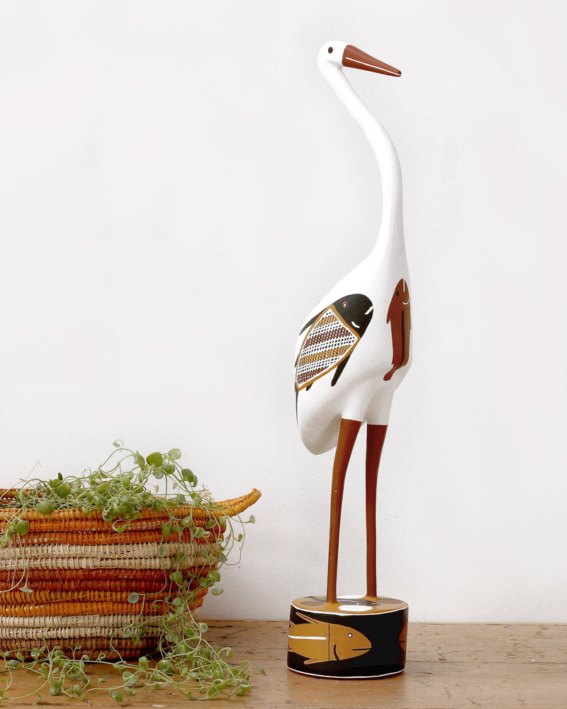 Aboriginal Artwork by Bob Ali, Gomarla (Egret bird) Sculpture, 61cm