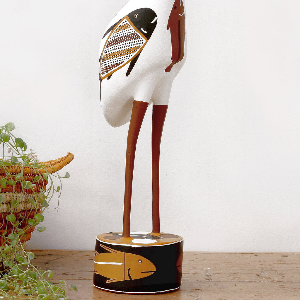 Aboriginal Artwork by Bob Ali, Gomarla (Egret bird) Sculpture, 61cm