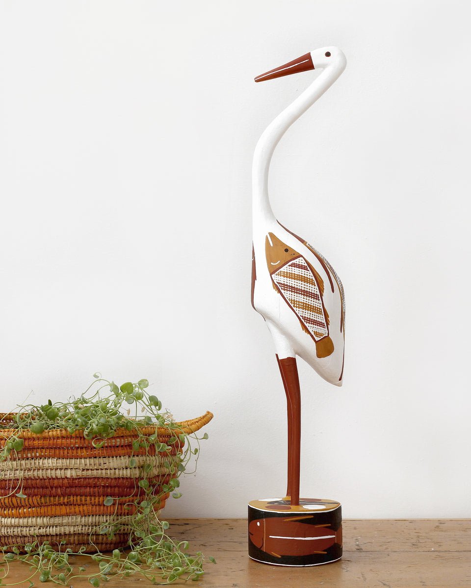 Aboriginal Art by Bob Ali, Gomarla (Egret bird) Sculpture, 61cm - ART ARK®