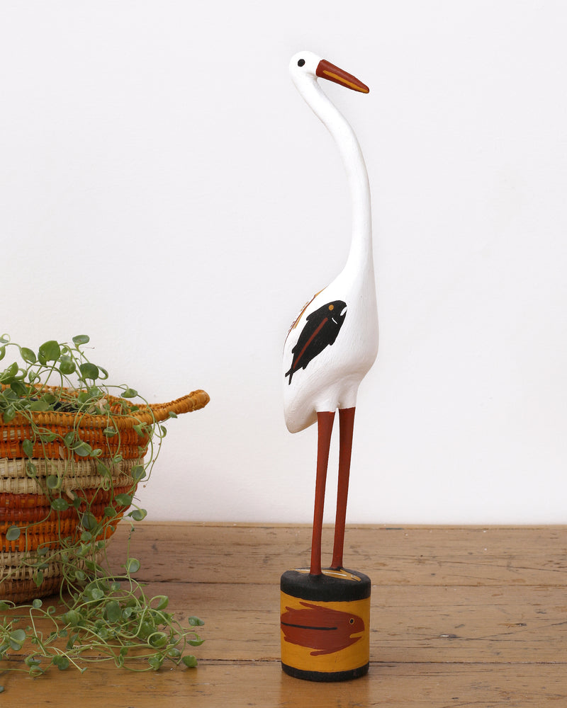 Aboriginal Artwork by Bob Ali, Gomarla (Egret bird) Sculpture, 41cm