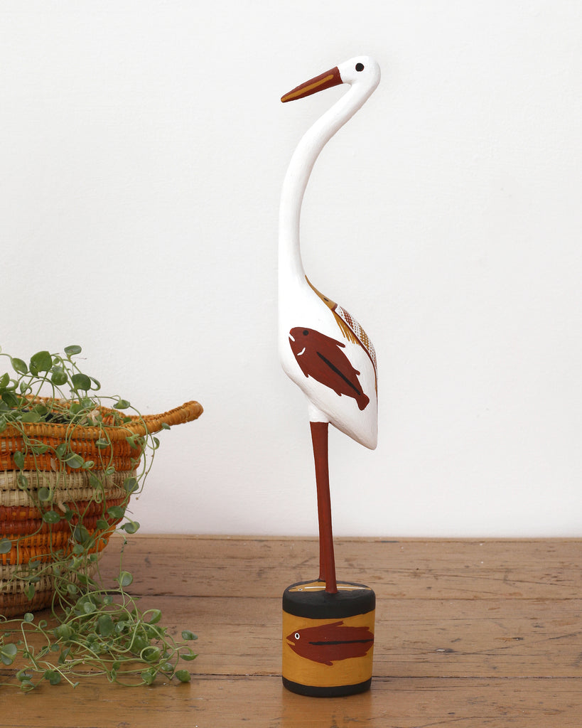 Aboriginal Art by Bob Ali, Gomarla (Egret bird) Sculpture, 41cm - ART ARK®