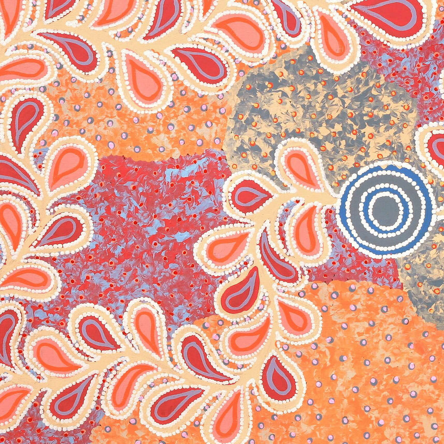 Aboriginal Artwork by Brenda Punytjina Armstrong, Kaliny-kalinypa / Ultukunpa Jukurrpa - Honey Grevillea Dreaming, 107x61cm