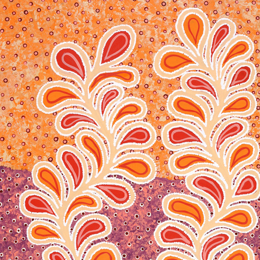 Aboriginal Artwork by Brenda Punytjina Armstrong, Kaliny-kalinypa / Ultukunpa Jukurrpa - Honey Grevillea Dreaming, 122x61cm