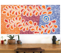 Aboriginal Artwork by Brenda Punytjina Armstrong, Kaliny-kalinypa / Ultukunpa Jukurrpa - Honey Grevillea Dreaming, 122x61cm