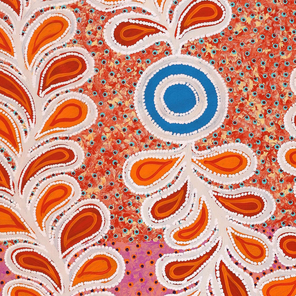 Aboriginal Artwork by Brenda Punytjina Armstrong, Kaliny-kalinypa / Ultukunpa Jukurrpa - Honey Grevillea Dreaming, 122x61cm