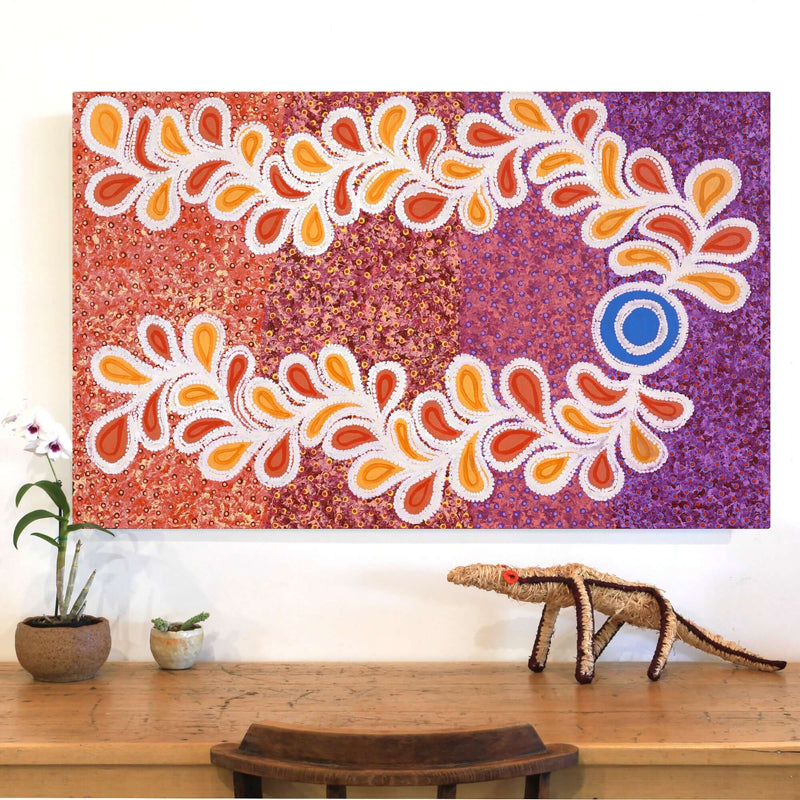 Aboriginal Artwork by Brenda Punytjina Armstrong, Honey Grevillea Dreaming, 122x76cm