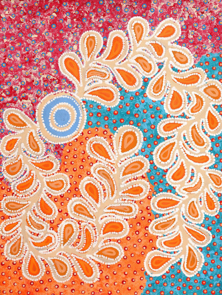 Aboriginal Artwork by Brenda Punytjina Armstrong, Kaliny-kalinypa / Ultukunpa Jukurrpa - Honey Grevillea Dreaming, 61x46cm