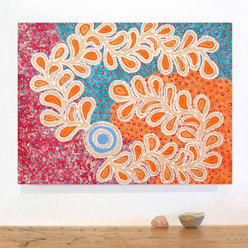 Aboriginal Artwork by Brenda Punytjina Armstrong, Kaliny-kalinypa / Ultukunpa Jukurrpa - Honey Grevillea Dreaming, 61x46cm