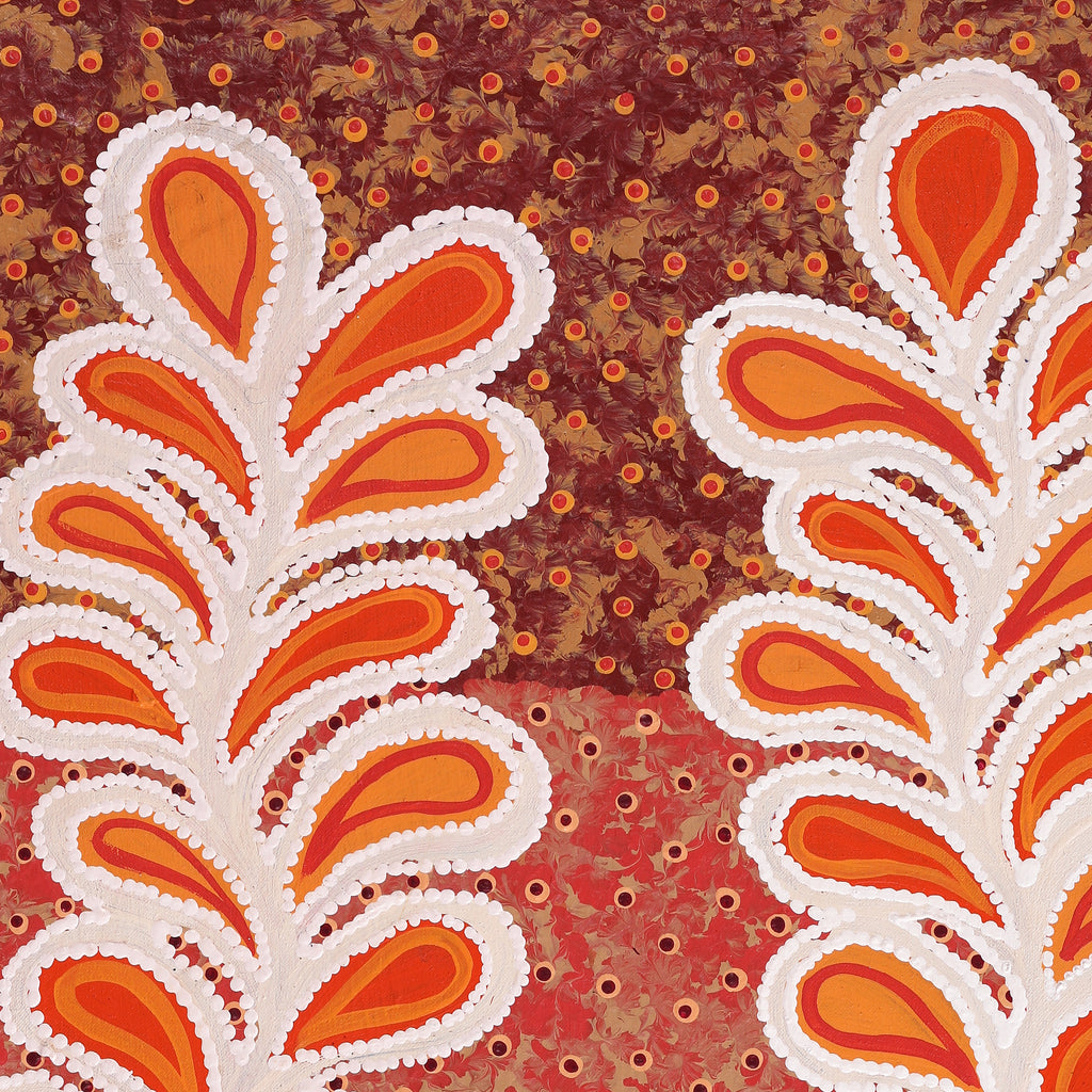 Aboriginal Artwork by Brenda Punytjina Armstrong, Kaliny-kalinypa / Ultukunpa Jukurrpa - Honey Grevillea Dreaming, 76x46cm