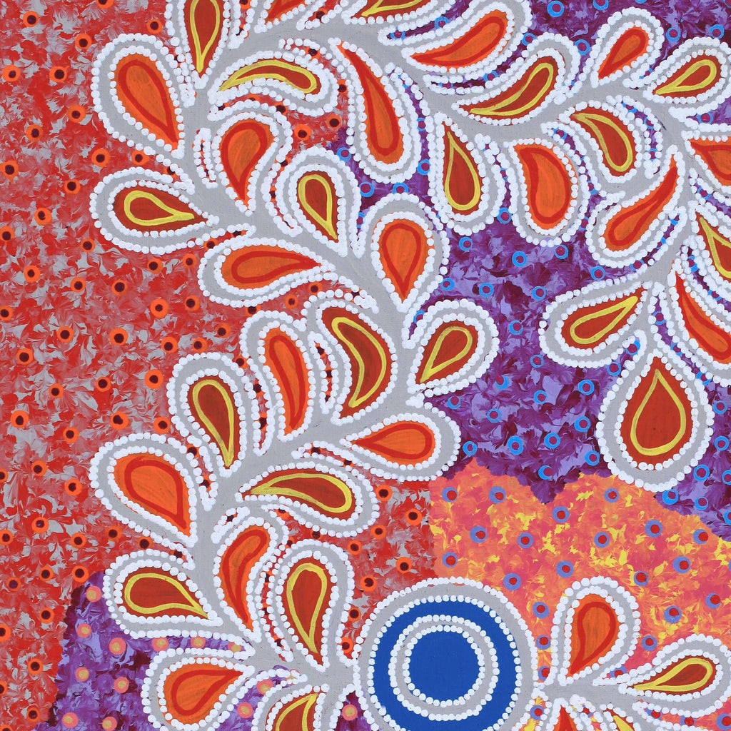 Aboriginal Artwork by Brenda Punytjina Armstrong, Kaliny-kalinypa / Ultukunpa Jukurrpa - Honey Grevillea Dreaming, 91x46cm