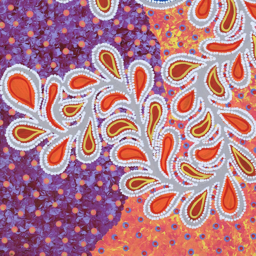 Aboriginal Artwork by Brenda Punytjina Armstrong, Kaliny-kalinypa / Ultukunpa Jukurrpa - Honey Grevillea Dreaming, 91x46cm