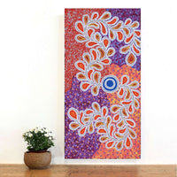 Aboriginal Artwork by Brenda Punytjina Armstrong, Kaliny-kalinypa / Ultukunpa Jukurrpa - Honey Grevillea Dreaming, 91x46cm