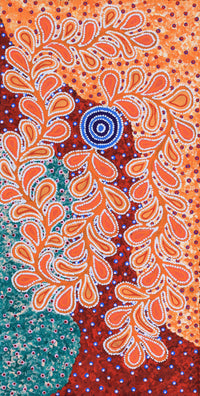 Aboriginal Artwork by Brenda Punytjina Armstrong, Kaliny-kalinypa / Ultukunpa Jukurrpa - Honey Grevillea Dreaming, 91x46cm