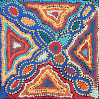 Aboriginal Artwork by Bridget Napangardi Williams, Ngalyipi Jukurrpa (Snake Vine Dreaming) - Purturlu, 30x30cm