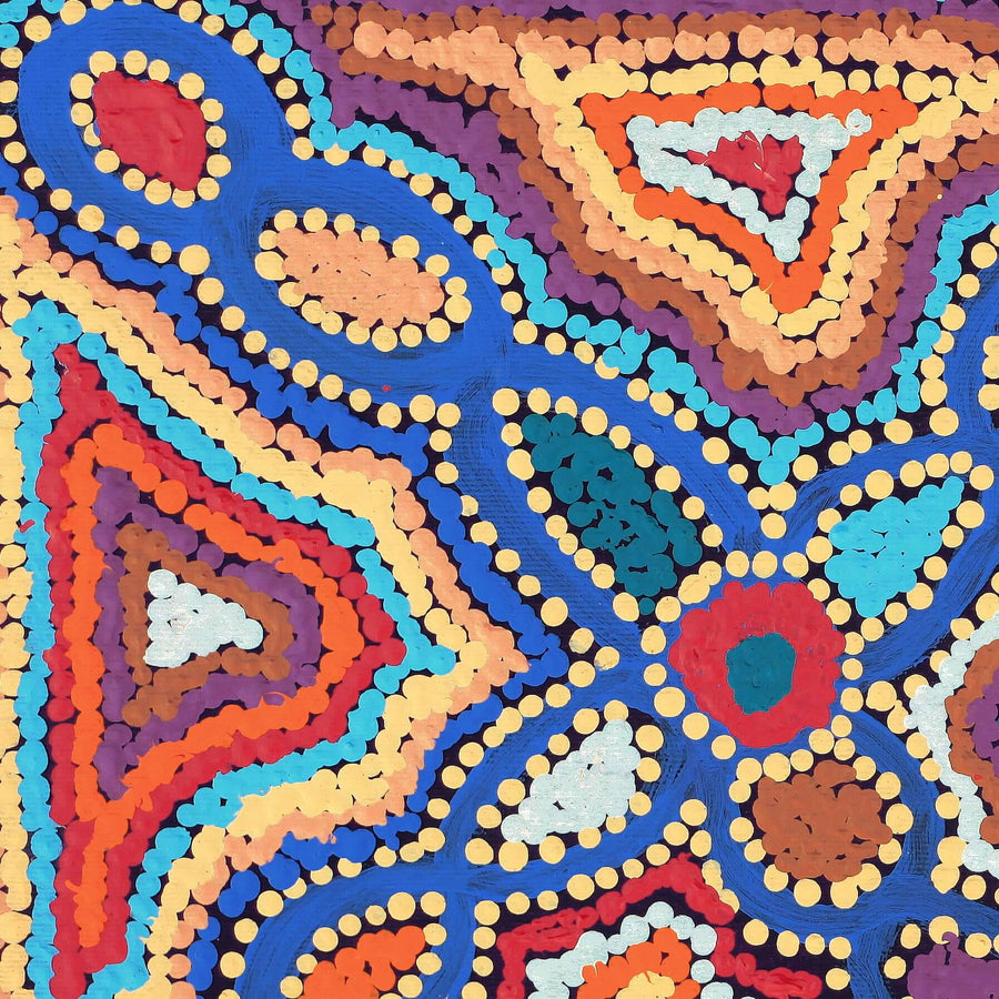 Aboriginal Artwork by Bridget Napangardi Williams, Ngalyipi Jukurrpa (Snake Vine Dreaming) - Purturlu, 30x30cm