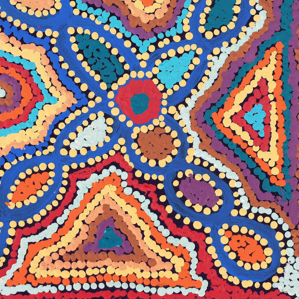 Aboriginal Artwork by Bridget Napangardi Williams, Ngalyipi Jukurrpa (Snake Vine Dreaming) - Purturlu, 30x30cm
