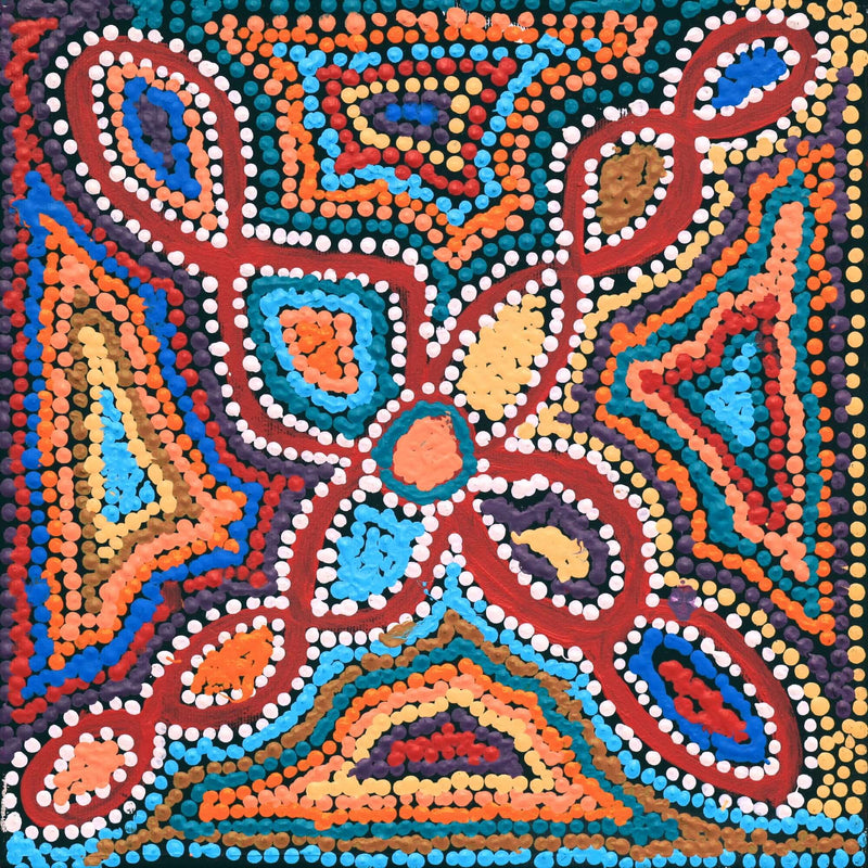 Aboriginal Artwork by Bridget Napangardi Williams, Ngalyipi Jukurrpa (Snake Vine Dreaming) - Purturlu, 30x30cm