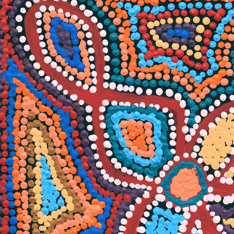 Aboriginal Artwork by Bridget Napangardi Williams, Ngalyipi Jukurrpa (Snake Vine Dreaming) - Purturlu, 30x30cm