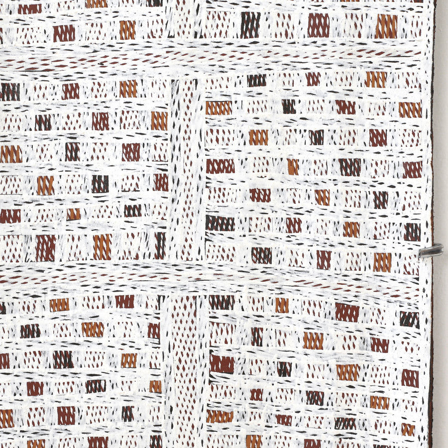 Aboriginal Artwork by Buluŋguwuy #2 Munuŋgurr, Djapu Design, 73x27cm Bark
